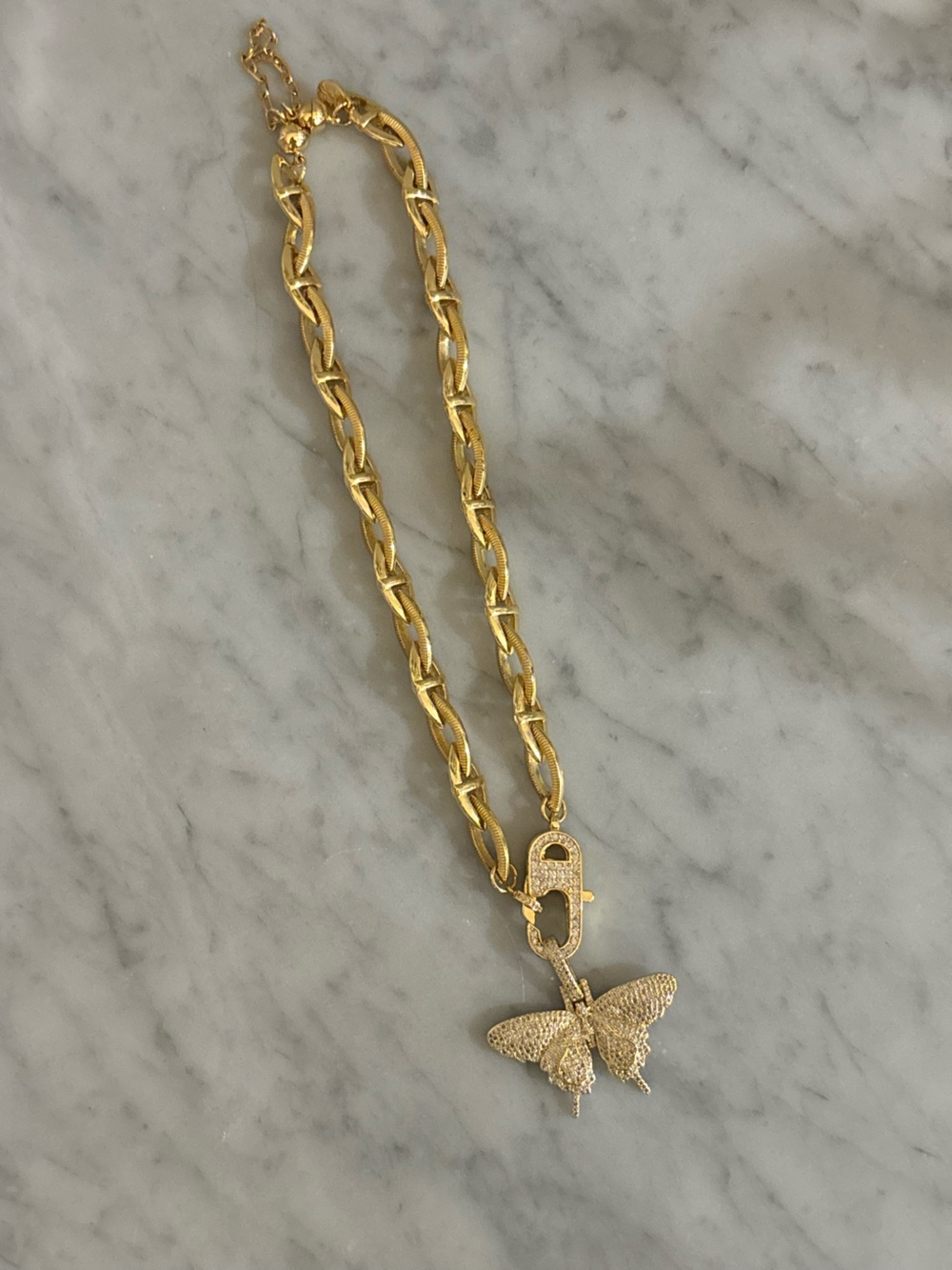 Melania Clara Gold Butterfly Charm Link Necklace - Women's Jewelry